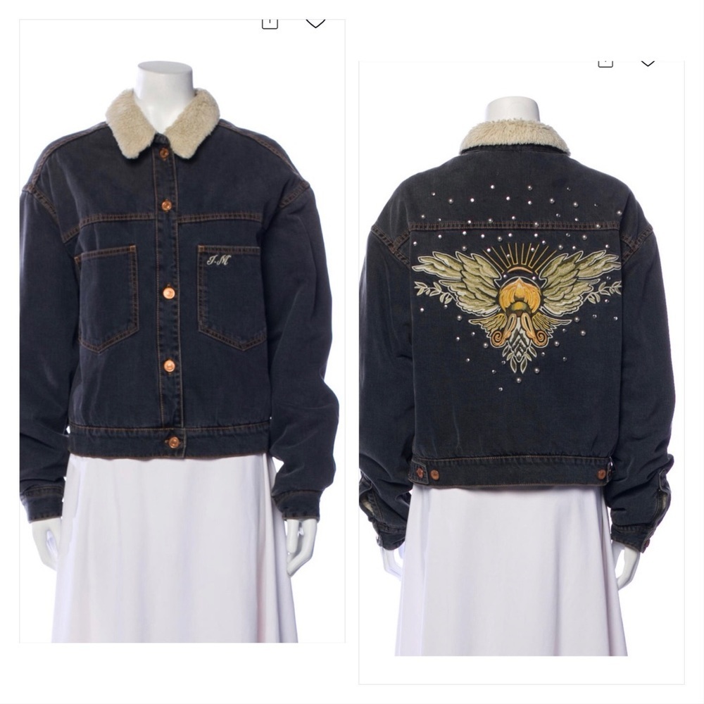 Isabel Marant Black Jean Jacket with Embroidered Design